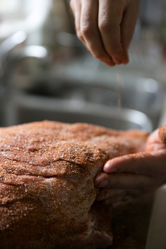 seasoning a pork shoulder