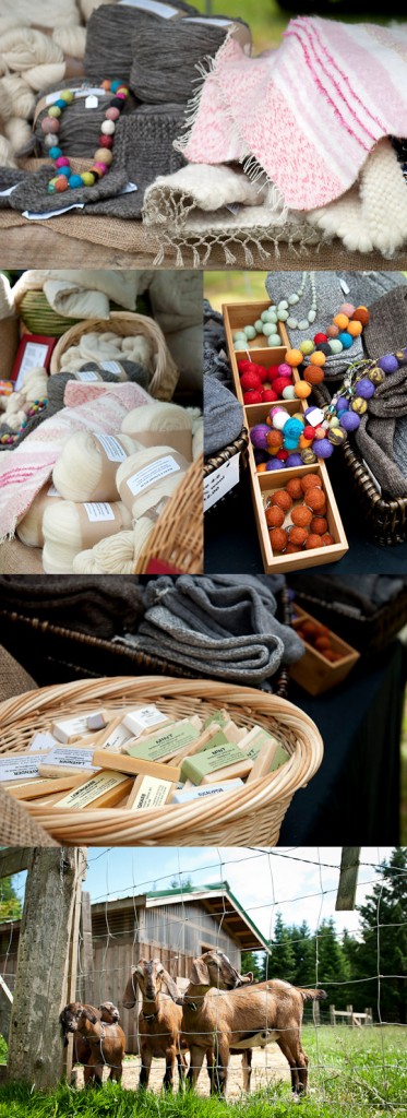 Wool products from Sandstone Farm at a farmer's market