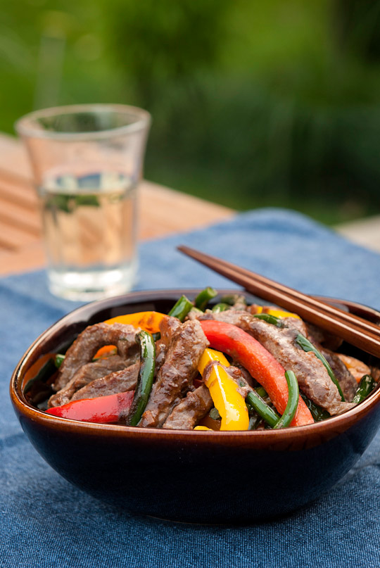 garlic scapes and beef stir-fry