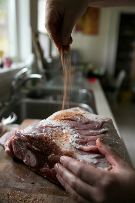 seasoning a pork shoulder